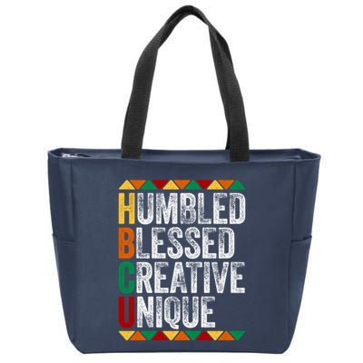 HBCU Abbreviations - HBCU Humbled Blessed Creative Unique Historical Zip Tote Bag