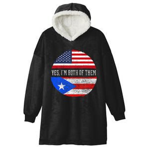 Half American Half Puerto Rican USA Flag Puerto Rico DNA Hooded Wearable Blanket