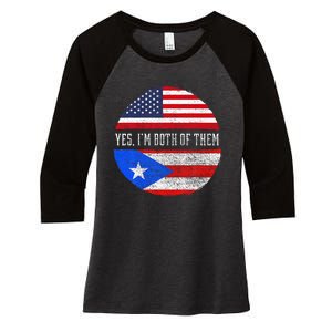 Half American Half Puerto Rican USA Flag Puerto Rico DNA Women's Tri-Blend 3/4-Sleeve Raglan Shirt