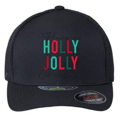 Have A Holly Xmas Jolly Christmas Rainbow Flexfit Unipanel Trucker Cap