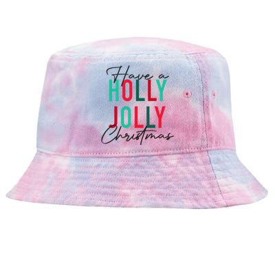 Have A Holly Xmas Jolly Christmas Rainbow Tie-Dyed Bucket Hat