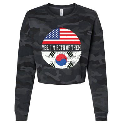 Half American Half South Korean USA Flag South Korea DNA Cropped Pullover Crew