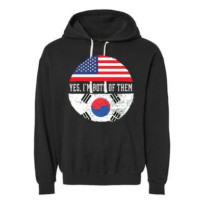 Half American Half South Korean USA Flag South Korea DNA Garment-Dyed Fleece Hoodie