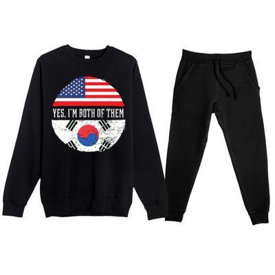 Half American Half South Korean USA Flag South Korea DNA Premium Crewneck Sweatsuit Set