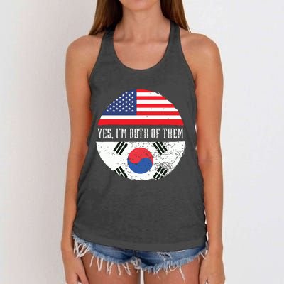 Half American Half South Korean USA Flag South Korea DNA Women's Knotted Racerback Tank