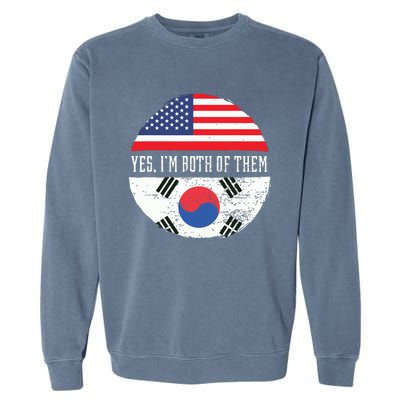 Half American Half South Korean USA Flag South Korea DNA Garment-Dyed Sweatshirt