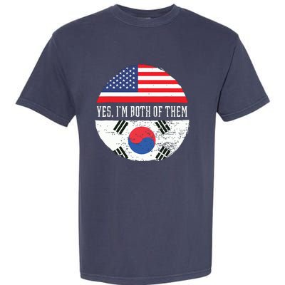 Half American Half South Korean USA Flag South Korea DNA Garment-Dyed Heavyweight T-Shirt