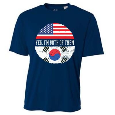 Half American Half South Korean USA Flag South Korea DNA Cooling Performance Crew T-Shirt