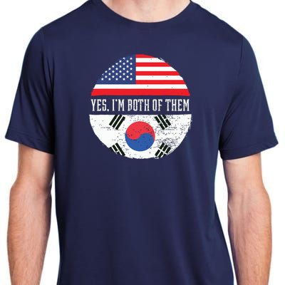 Half American Half South Korean USA Flag South Korea DNA Adult ChromaSoft Performance T-Shirt