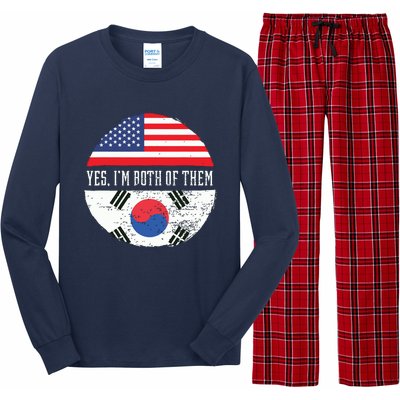 Half American Half South Korean USA Flag South Korea DNA Long Sleeve Pajama Set