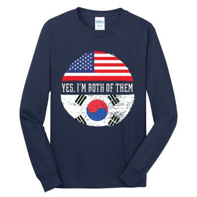 Half American Half South Korean USA Flag South Korea DNA Tall Long Sleeve T-Shirt