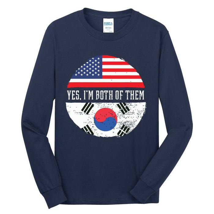 Half American Half South Korean USA Flag South Korea DNA Tall Long Sleeve T-Shirt