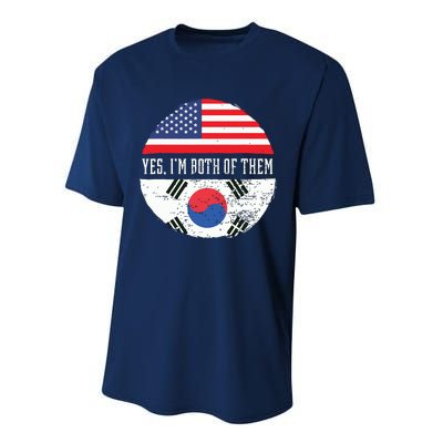 Half American Half South Korean USA Flag South Korea DNA Performance Sprint T-Shirt