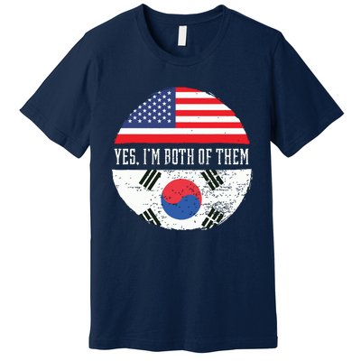 Half American Half South Korean USA Flag South Korea DNA Premium T-Shirt