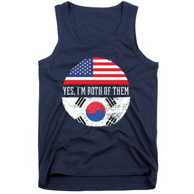 Half American Half South Korean USA Flag South Korea DNA Tank Top