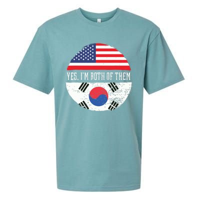 Half American Half South Korean USA Flag South Korea DNA Sueded Cloud Jersey T-Shirt