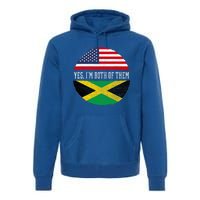 Half American Half Jamaican Usa Flag Jamaica Heritage Dna Premium Hoodie