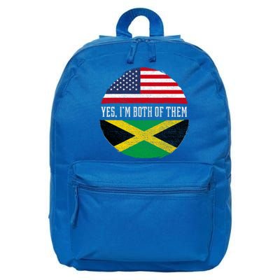 Half American Half Jamaican Usa Flag Jamaica Heritage Dna 16 in Basic Backpack