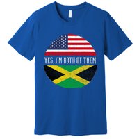 Half American Half Jamaican Usa Flag Jamaica Heritage Dna Premium T-Shirt