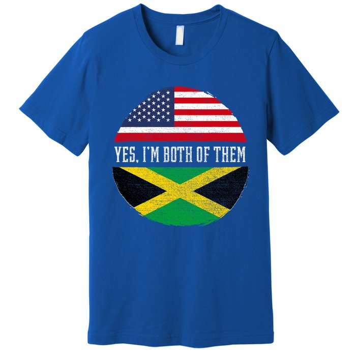 Half American Half Jamaican Usa Flag Jamaica Heritage Dna Premium T-Shirt