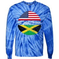 Half American Half Jamaican Usa Flag Jamaica Heritage Dna Tie-Dye Long Sleeve Shirt