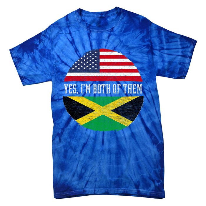 Half American Half Jamaican Usa Flag Jamaica Heritage Dna Tie-Dye T-Shirt