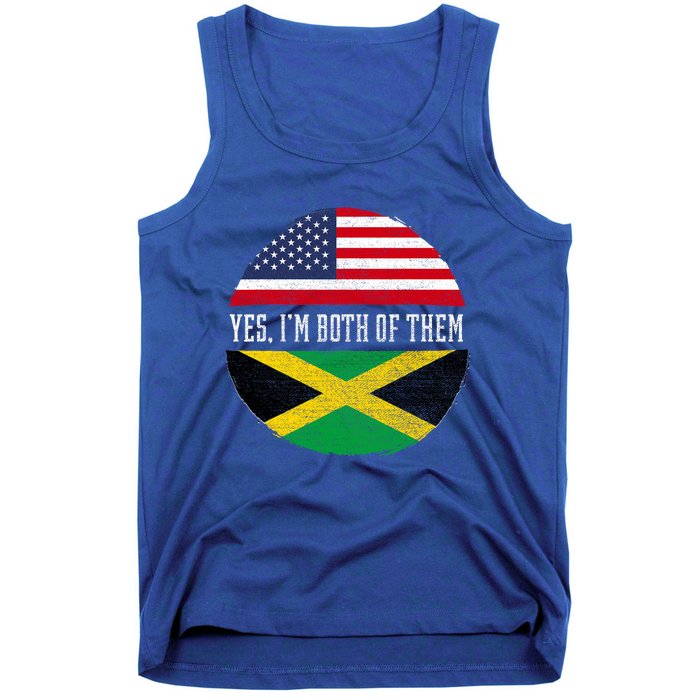 Half American Half Jamaican Usa Flag Jamaica Heritage Dna Tank Top