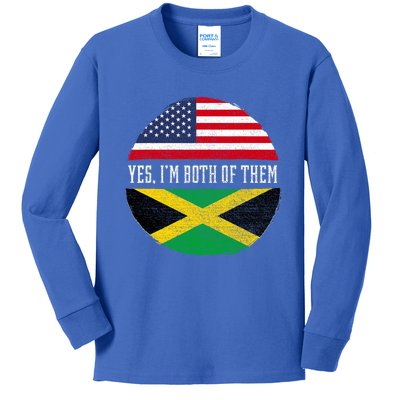 Half American Half Jamaican Usa Flag Jamaica Heritage Dna Kids Long Sleeve Shirt