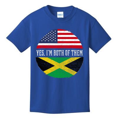 Half American Half Jamaican Usa Flag Jamaica Heritage Dna Kids T-Shirt