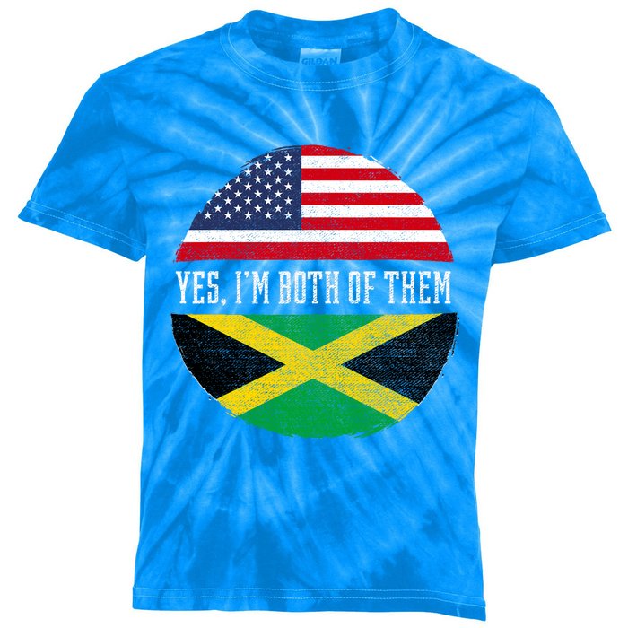 Half American Half Jamaican Usa Flag Jamaica Heritage Dna Kids Tie-Dye T-Shirt