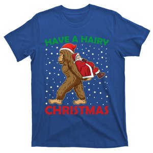 Have A Hairy Christmas Funny Santa Abduction By Bigfoot Cute Gift T-Shirt