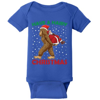 Have A Hairy Christmas Funny Santa Abduction By Bigfoot Cute Gift Baby Bodysuit