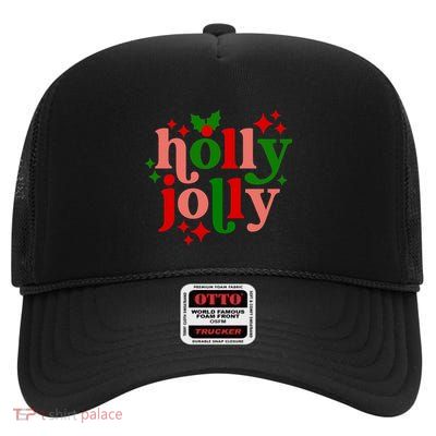 Have A Hollyjolly Colorful Christmas Mistletoe Xmas Holiday Gift High Crown Mesh Back Trucker Hat