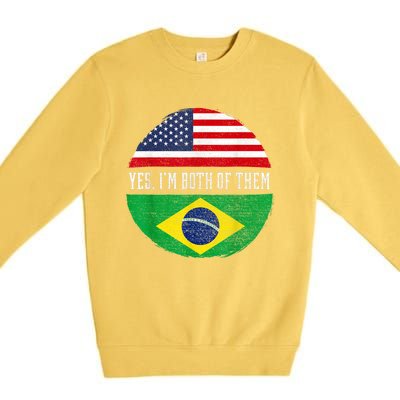 Half American Half Brazilian USA Flag Brazil Heritage DNA Premium Crewneck Sweatshirt