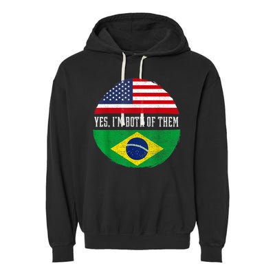 Half American Half Brazilian USA Flag Brazil Heritage DNA Garment-Dyed Fleece Hoodie