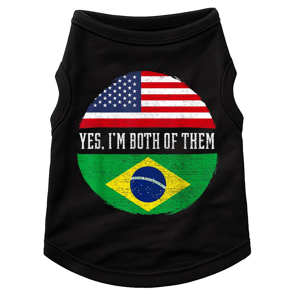 Half American Half Brazilian USA Flag Brazil Heritage DNA Doggie Tank