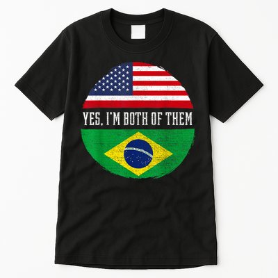 Half American Half Brazilian USA Flag Brazil Heritage DNA Tall T-Shirt