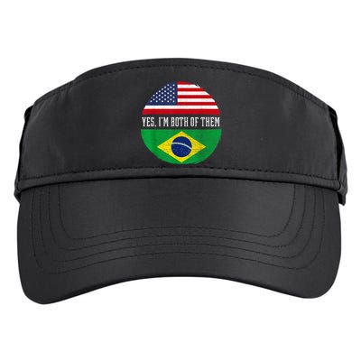 Half American Half Brazilian USA Flag Brazil Heritage DNA Adult Drive Performance Visor