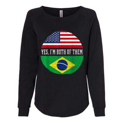 Half American Half Brazilian USA Flag Brazil Heritage DNA Womens California Wash Sweatshirt