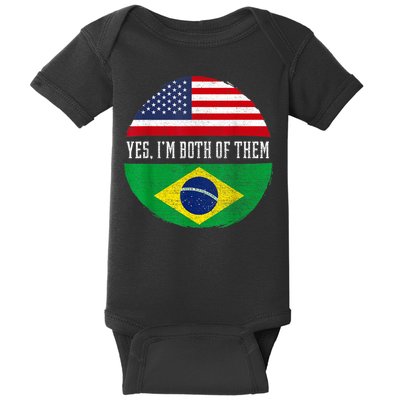 Half American Half Brazilian USA Flag Brazil Heritage DNA Baby Bodysuit