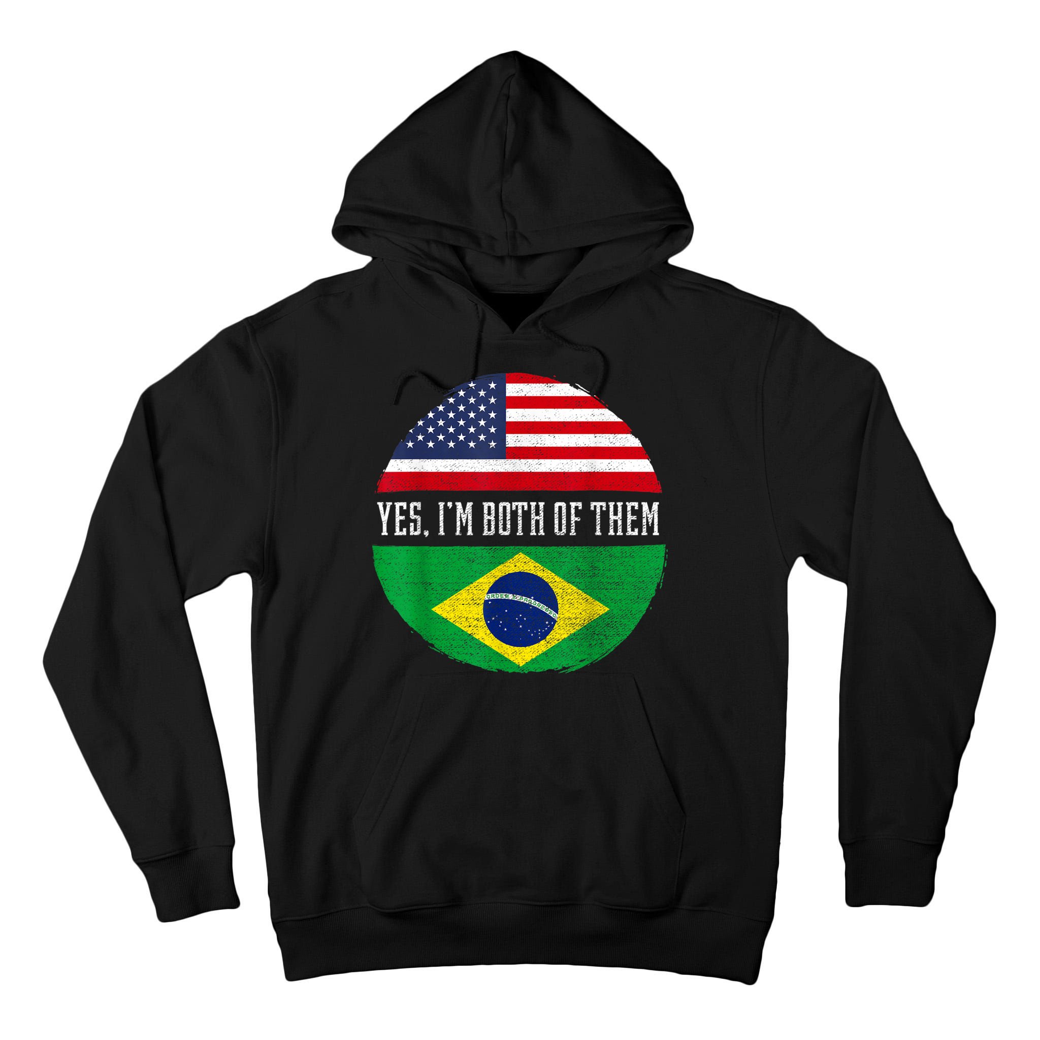 Half American Half Brazilian USA Flag Brazil Heritage DNA Tall Hoodie