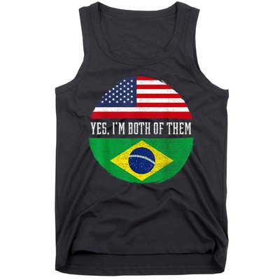 Half American Half Brazilian USA Flag Brazil Heritage DNA Tank Top