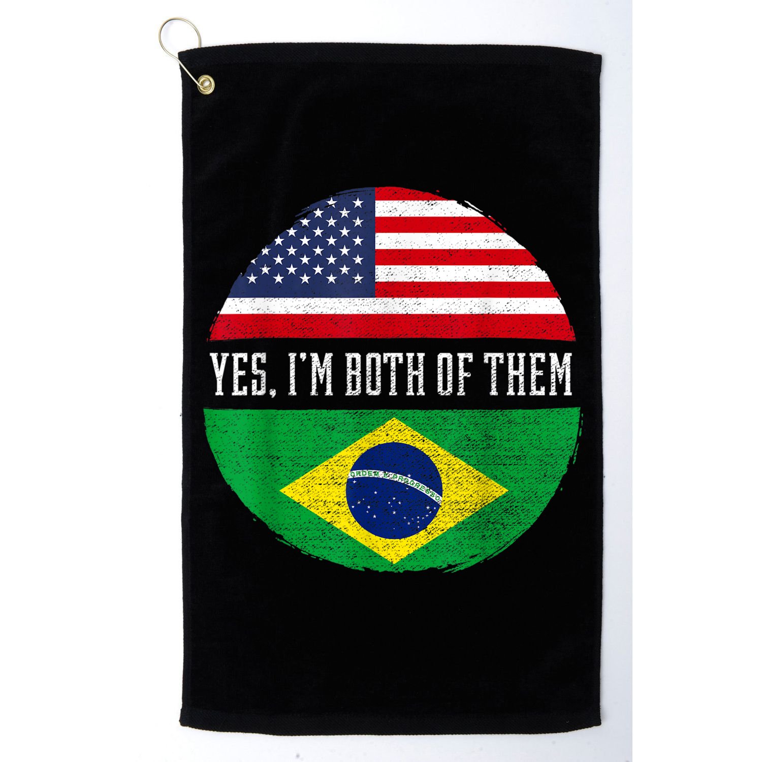 Half American Half Brazilian USA Flag Brazil Heritage DNA Golf Towel