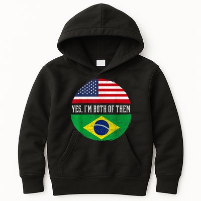 Half American Half Brazilian USA Flag Brazil Heritage DNA Kids Hoodie