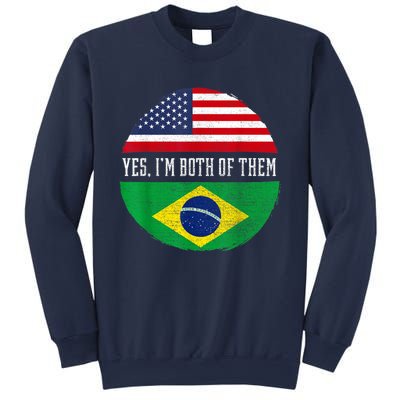 Half American Half Brazilian USA Flag Brazil Heritage DNA Sweatshirt