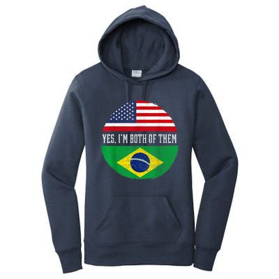 Half American Half Brazilian USA Flag Brazil Heritage DNA Women's Pullover Hoodie