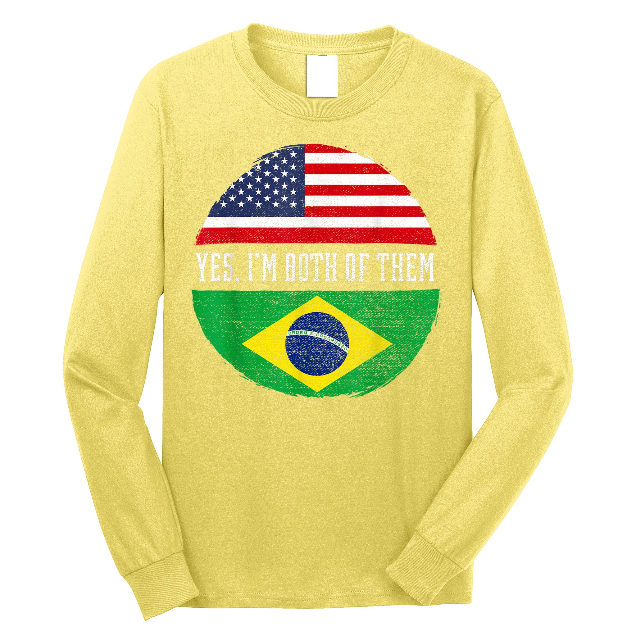 Half American Half Brazilian USA Flag Brazil Heritage DNA Long Sleeve Shirt