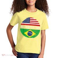 Half American Half Brazilian USA Flag Brazil Heritage DNA Kids T-Shirt