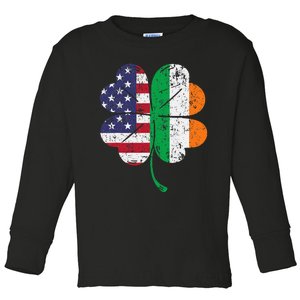 His And Hers St Patricks Day Irish American Flag Shamrock Toddler Long Sleeve Shirt