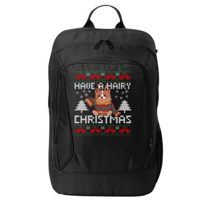 Have A Hairy Christmas Ugly Christmas Sweater Dog Funny Gift City Backpack